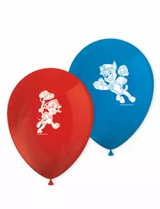 8 røde og blå Paw Patrol lateksballonger klare til bruk