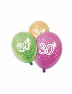 8 lateksballonger 30-årsdag 30 cm