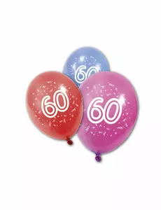 8 lateksballonger 60-årsdag 30 cm