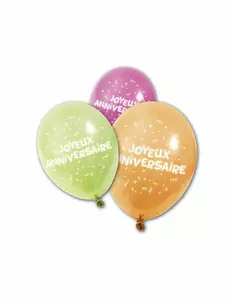 8 lateksballonger med bursdagsmotiv, 25 cm