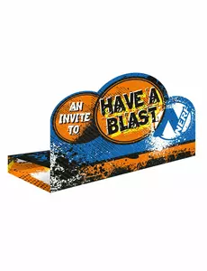 8 invitasjonskort med Nerf-konvolutt