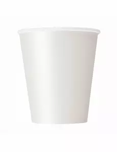 8 hvite pappkopper à 210 ml