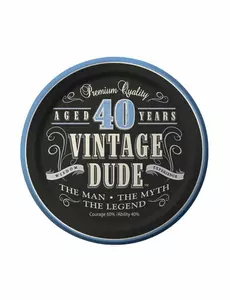 8 små vintage 40-årsdagstallerkener i papp, 18 cm