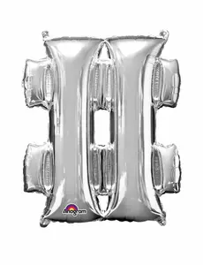 Giant foil balloon Symbol # silver 83 cm