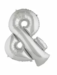 Kjempestor folieballongsymbol og sølv 80 cm