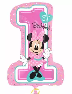 Minnie Mus folieballong med nummer 1 48 x 71 cm