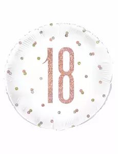 18 hvite og rosa glitterfolieballonger 45 cm