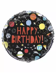 Black universe happy birthday foil balloon 45 cm