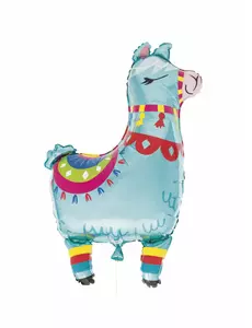 Kjempestor blå lama folieballong 90 cm