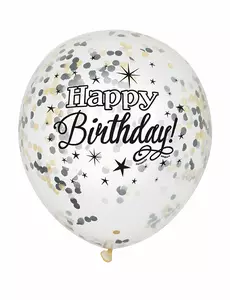 gratulerer med dagen sølv- og gullkonfettiballonger i lateks, 30 cm