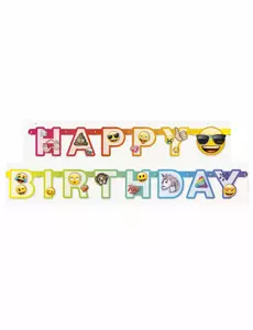 Gratulerer med dagen Emoji Regnbue Pappbanner 1,8 m