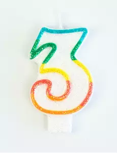 Birthday candle number 3 7.5 cm