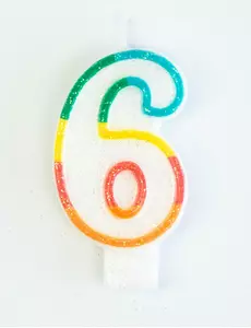 Bursdagslys nummer 6 7,5 cm