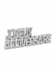 Happy Birthday silver table decoration