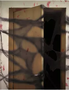 Svart spindelvevdekorasjon med edderkopper 20g Halloween