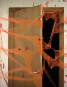 Oransje spindelvev med edderkopper 20g Halloween