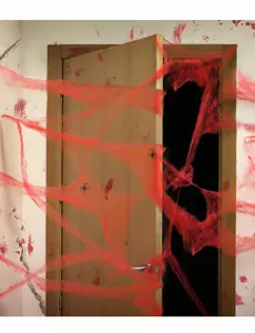 Rød spindelvevdekorasjon med edderkopper 20g Halloween
