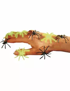 Falske svarte og selvlysende edderkopper til Halloween