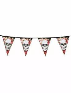 6m svart blomsterskjelettplastgirlander