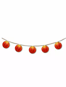 Brannsikker papirgirlander 8 basketballer 3,20 m