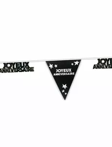 Black glitter Happy Birthday garland 6m