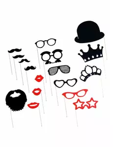 Photobooth kit 17 red and black accessories
