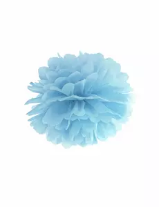 Blå papirhengende pompong 35 cm