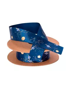 Gold Flocked Navy Astronaut Satin Ribbon 1.9cm x 10m