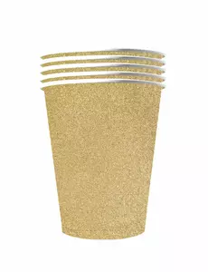 10 amerikanske glitterkopper, resirkulerbar gullpapp, 53 cl