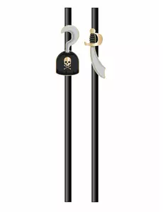 10 svarte piratpappsugerør 20 cm