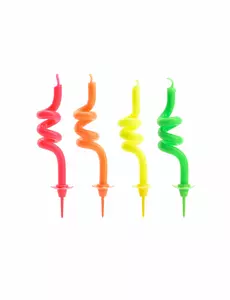 4 flerfargede virvelbursdagslys 8 cm