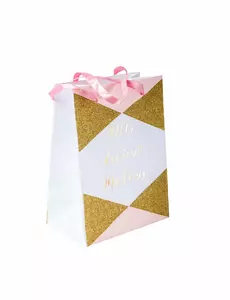 4 pappposer Frøken blir fru rosa og gull 15 x 20 cm