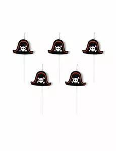 5 bursdagslys på piratlue-pikker 2 cm