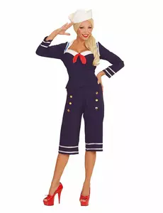 Pin-up sjømannskostyme for kvinner, Størrelse: Small