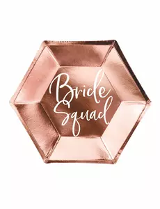 6 Bride Squad papirtallerkener i roségull, 23 cm