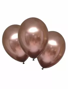 6 satengballonger i roségull, 28 cm