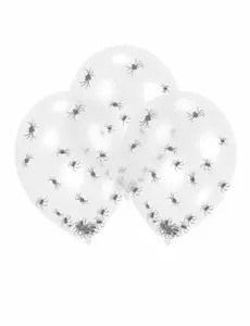 6 gjennomsiktige lateks-edderkoppkonfettiballonger 27,5 cm