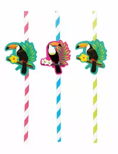 6 Tucan-sugerør av papp, 20 cm