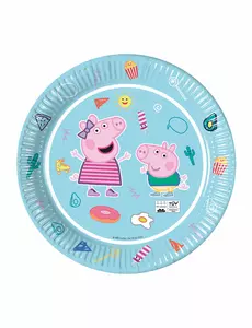 8 Peppa Gris blå papirtallerkener 23 cm