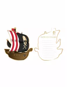 invitasjonskort med piratskip 10 x 12 cm
