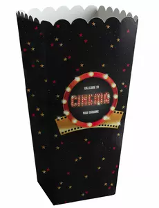 8 Hollywood-popcornkjegler i papp, 6 x 17 cm