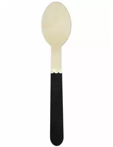 8 små, svarte treskjeer, 16 cm
