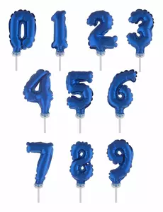 Mørkeblå tallballong kaketopper 13 cm, Størrelse: Number 1