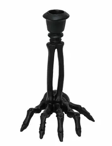 Svart skjelett harpiks lysestake 16 cm