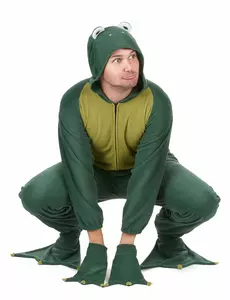 Herrejumpsuit med hette og frosk