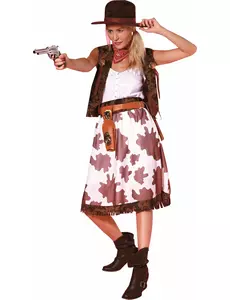 Klassisk cowgirl-kostyme for kvinner, Størrelse: Medium