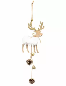 Hengende dekorasjon i tre, pent reinsdyr, 28 cm