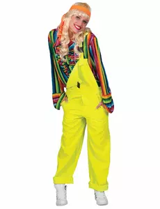 Fluorescerende gul jumpsuit-kostyme for voksne, Størrelse: Large