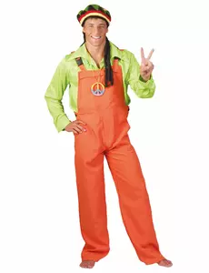Fluorescerende oransje jumpsuit-kostyme for voksne, Størrelse: Large