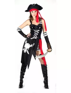 Sexy piratkostyme for kvinner, Størrelse: Small